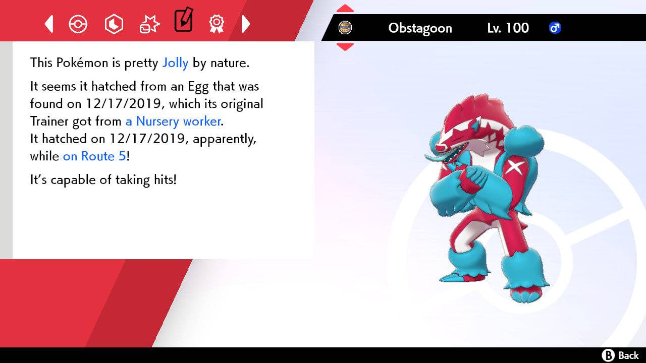 Pokemon Sword and Shield Shiny Obstagoon 6IV-EV Trained - Pokemon4Ever