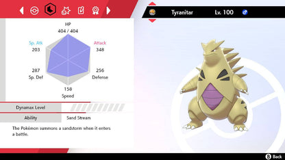 Pokemon Sword and Shield Shiny Tyranitar 6IV-EV Trained - Pokemon4Ever