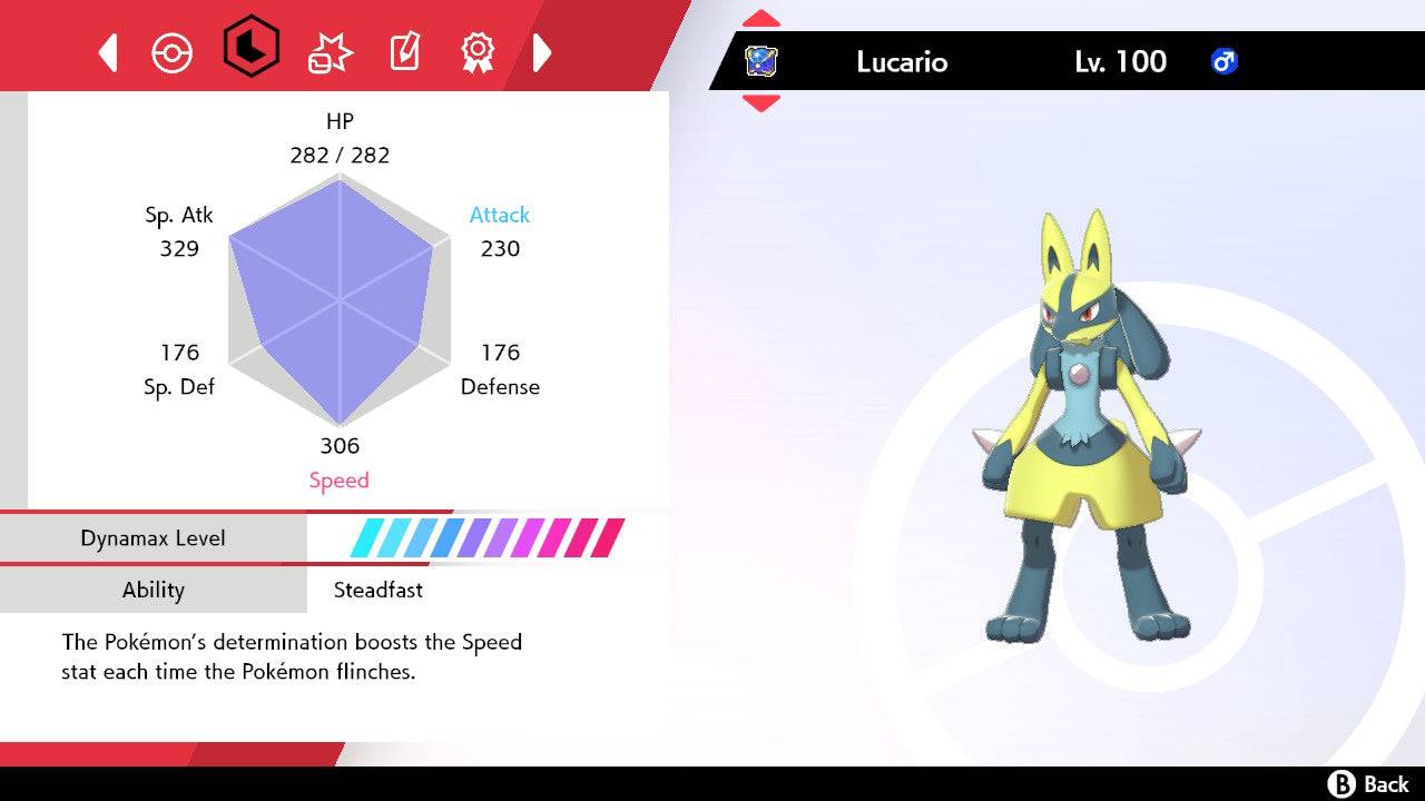 Pokemon Sword and Shield Ultra Shiny Lucario 6IV-EV Trained - Pokemon4Ever
