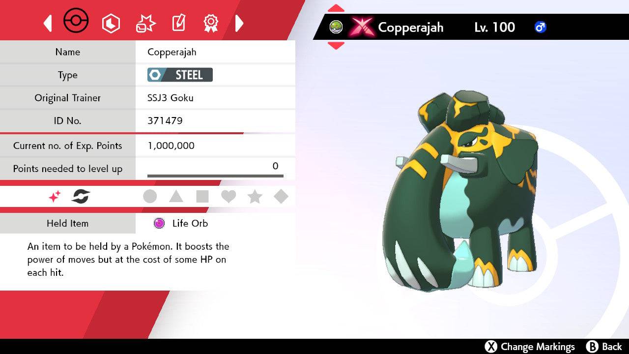 Pokemon Sword and Shield Shiny Gigantamax Copperajah 6IV-EV Trained - Pokemon4Ever