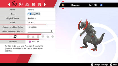 Pokemon Sword and Shield Ultra Shiny Haxorus 6IV-EV Trained - Pokemon4Ever