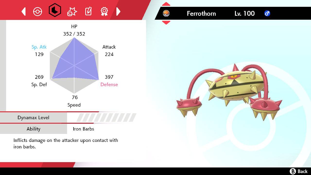 Pokemon Sword and Shield Shiny Ferrothorn 6IV-EV Trained - Pokemon4Ever