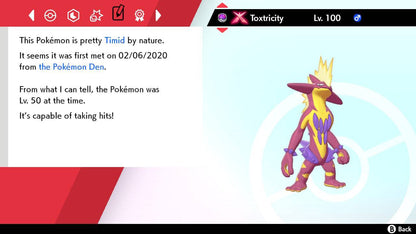 Pokemon Sword and Shield Ultra Shiny Gigantamax Amped-Toxtricity 6IV-EV Trained - Pokemon4Ever