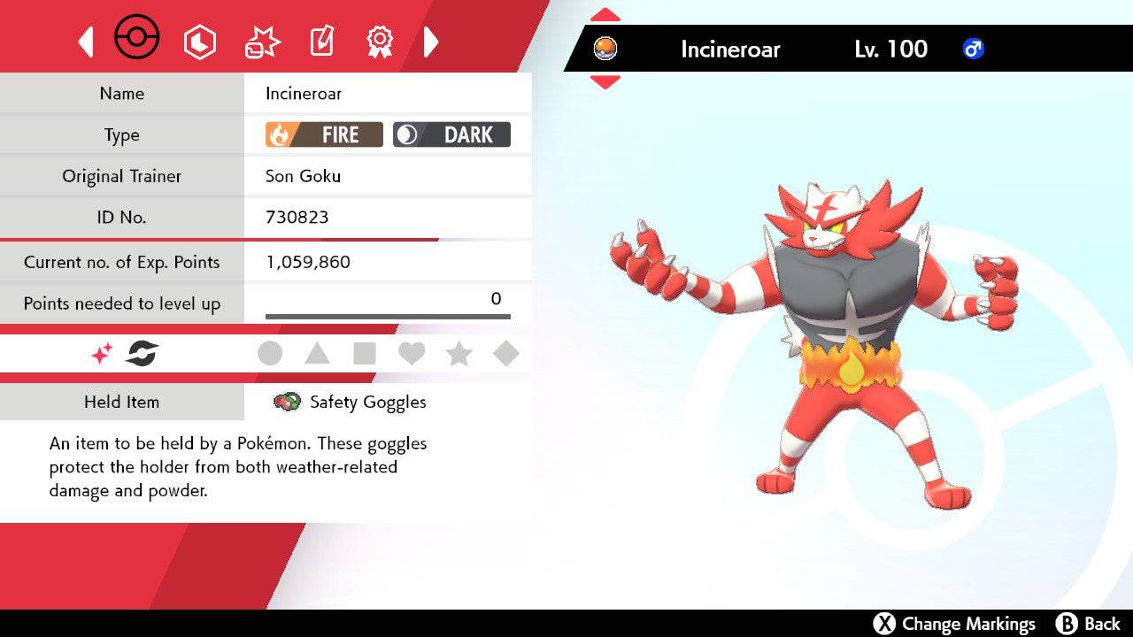 Pokemon Sword And Shield Ultra Shiny Incineroar 6iv Ev Trained