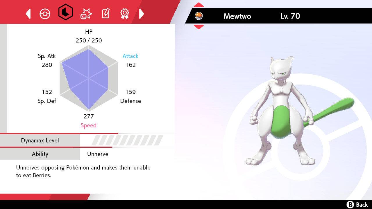 Pokemon Sword and Shield Ultra Shiny Mewtwo 6IV-EV Trained