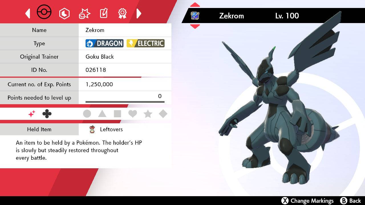 Pokemon Sword and Shield Ultra Shiny Zekrom 6IV-EV Trained - Pokemon4Ever