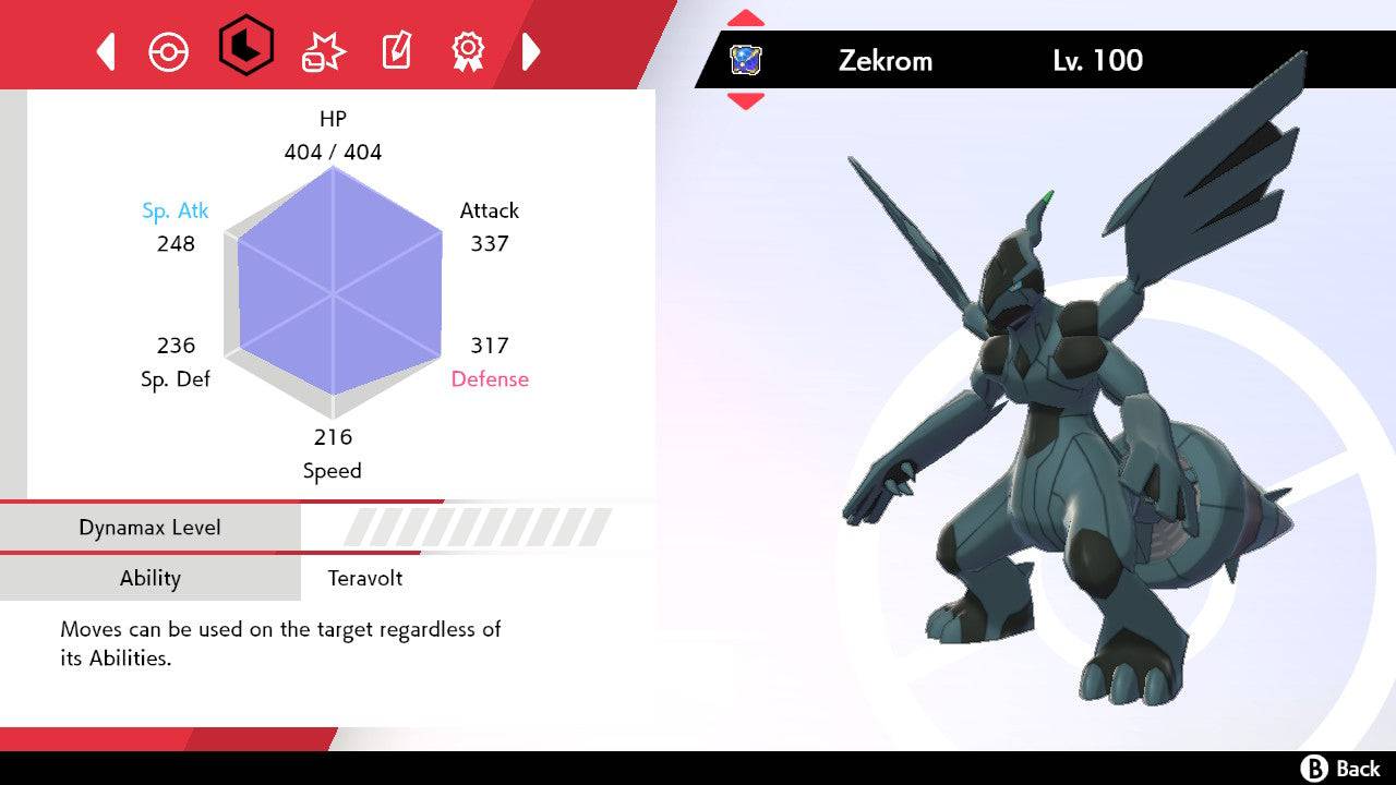 Pokemon Sword and Shield Ultra Shiny Zekrom 6IV-EV Trained - Pokemon4Ever