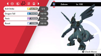 Pokemon Sword and Shield Ultra Shiny Zekrom 6IV-EV Trained - Pokemon4Ever