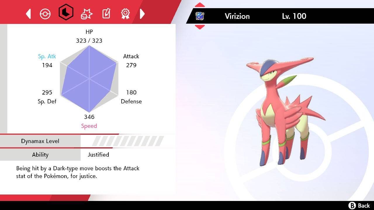 Pokemon Sword and Shield Shiny Virizion 6IV-EV Trained - Pokemon4Ever