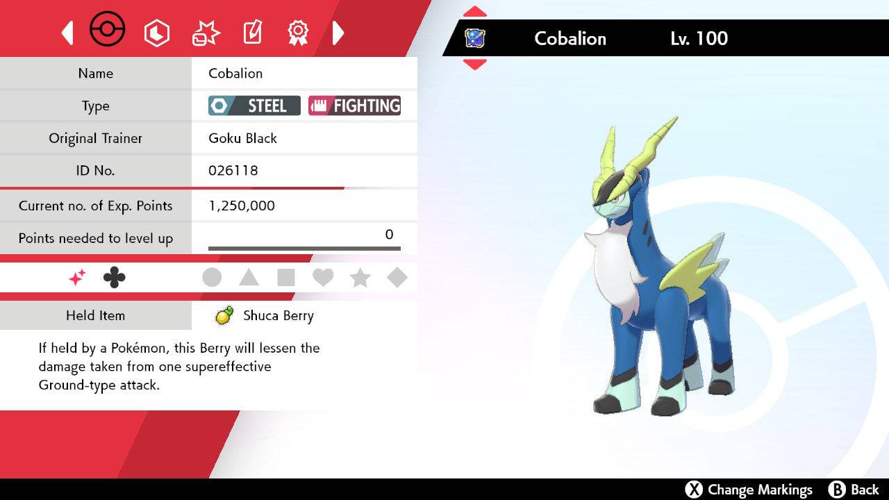 Pokemon Sword and Shield Shiny Cobalion 6IV-EV Trained - Pokemon4Ever