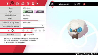 Pokemon Sword and Shield Shiny Whimsicott 6IV-EV Trained - Pokemon4Ever