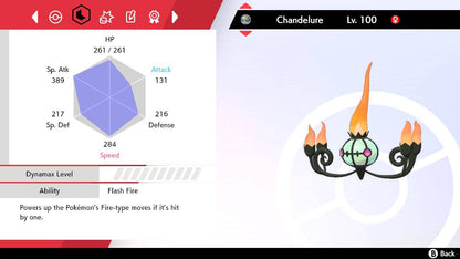 Pokemon Sword and Shield Shiny Chandelure 6IV-EV Trained - Pokemon4Ever