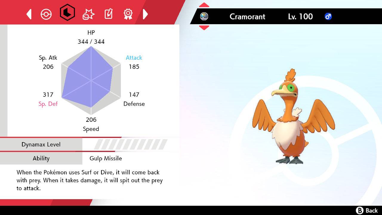 Pokemon Sword and Shield Shiny Cramorant 6IV-EV Trained - Pokemon4Ever