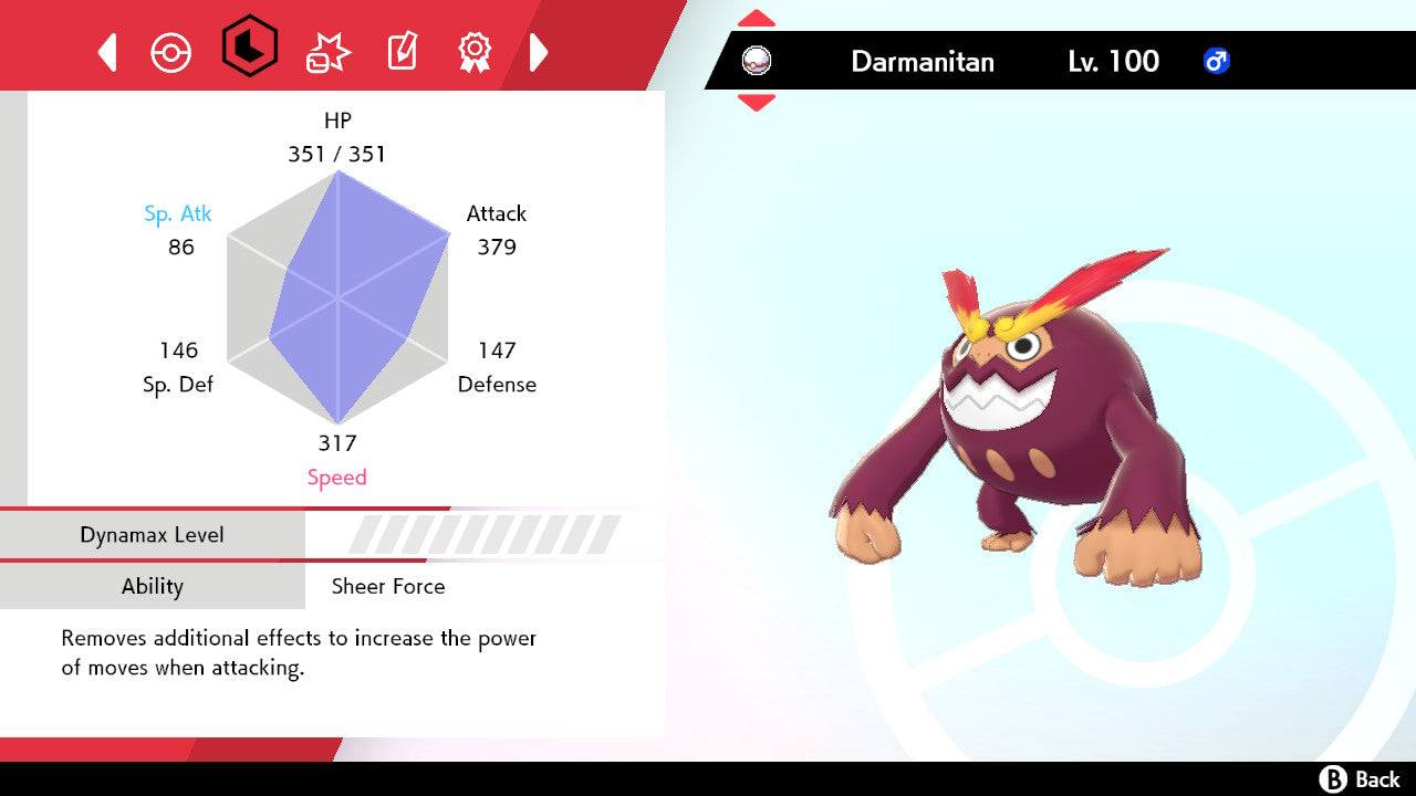 Pokemon Sword and Shield Shiny Darmanitan 6IV-EV Trained - Pokemon4Ever