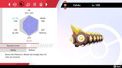 Pokemon Sword and Shield Shiny Falinks 6IV-EV Trained - Pokemon4Ever