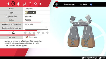 Pokemon Sword and Shield Shiny Stonjourner 6IV-EV Trained - Pokemon4Ever