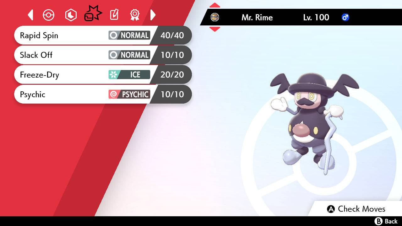 Pokemon Sword and Shield Shiny Mr. Rime 6IV-EV Trained - Pokemon4Ever