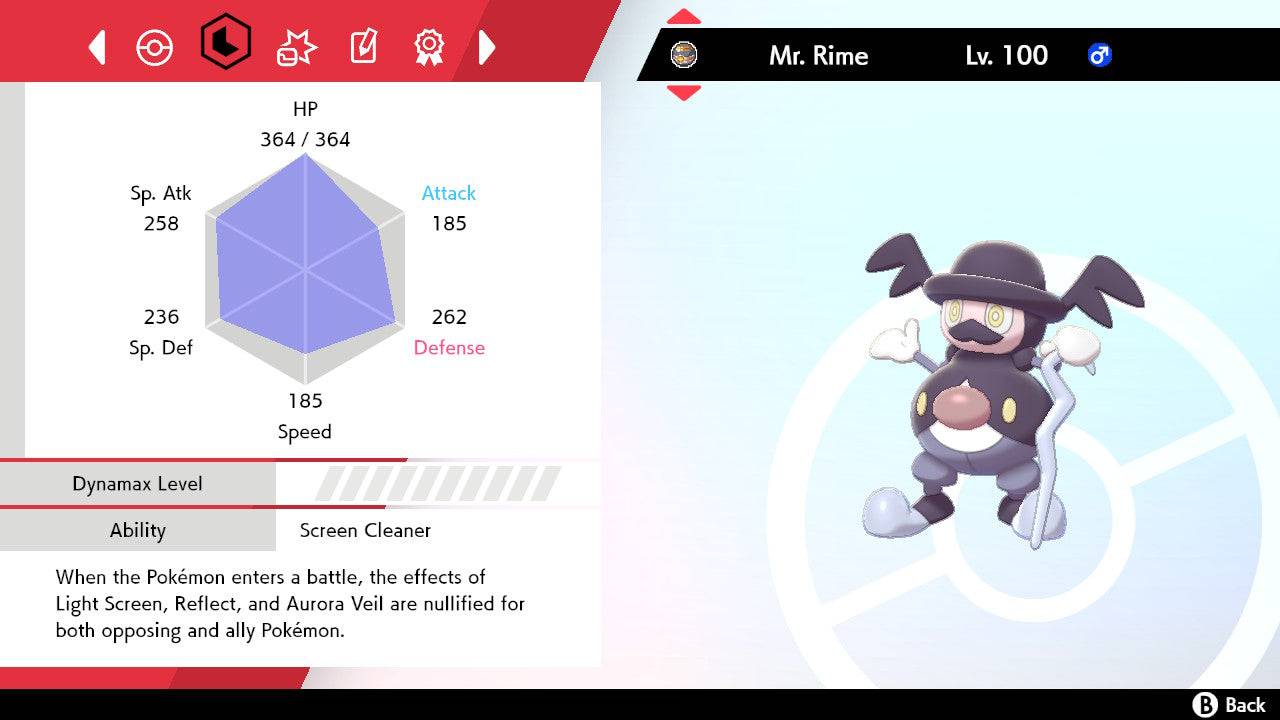 Pokemon Sword and Shield Shiny Mr. Rime 6IV-EV Trained - Pokemon4Ever