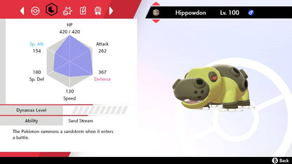 Pokemon Sword and Shield Shiny Hippowdon 6IV-EV Trained - Pokemon4Ever