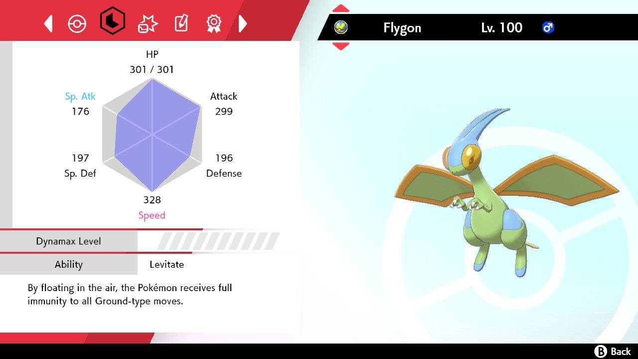 Pokemon Sword and Shield Shiny Flygon 6IV-EV Trained - Pokemon4Ever