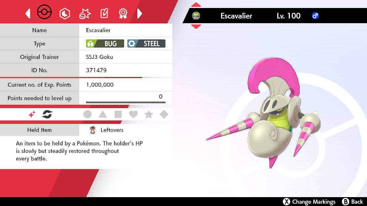 Pokemon Sword and Shield Shiny Escavalier 6IV-EV Trained - Pokemon4Ever