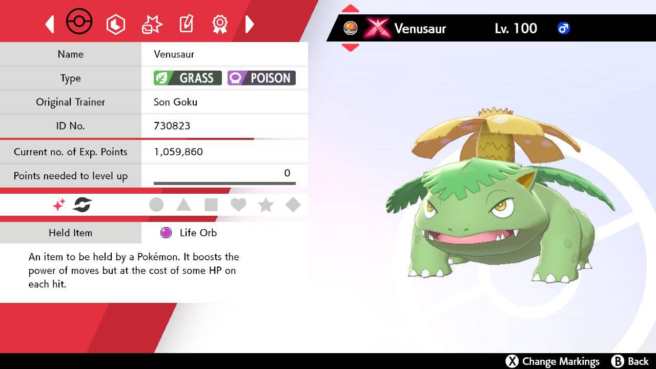 Pokemon Sword and Shield Shiny Gigantamax Venusaur 6IV-EV Trained - Pokemon4Ever