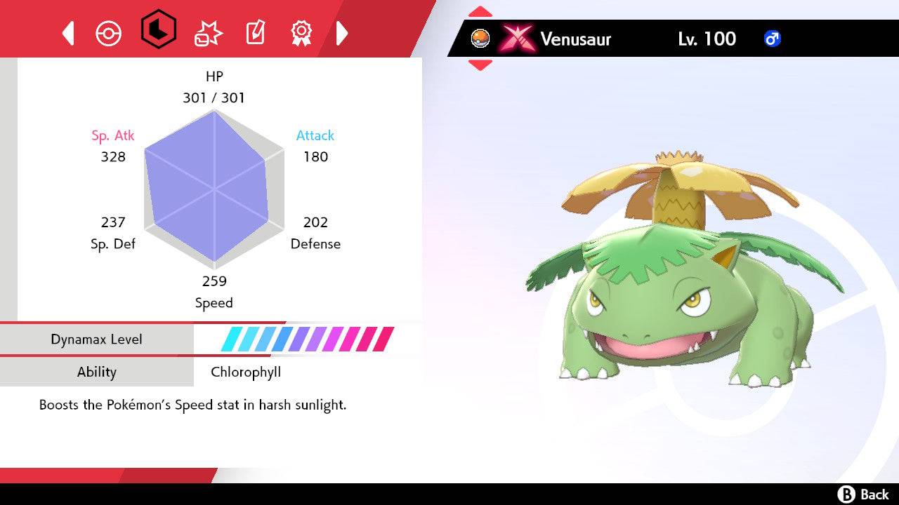 Pokemon Sword and Shield Shiny Gigantamax Venusaur 6IV-EV Trained - Pokemon4Ever