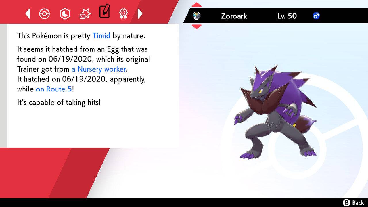 Pokemon Sword and Shield Shiny Zoroark 6IV-EV Trained – Pokemon4Ever