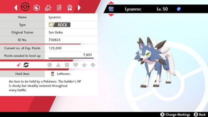 Pokemon Sword and Shield Shiny Midday Form Lycanroc 6IV-EV Trained - Pokemon4Ever