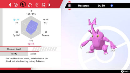Pokemon Sword and Shield Shiny Heracross 6IV-EV Trained - Pokemon4Ever