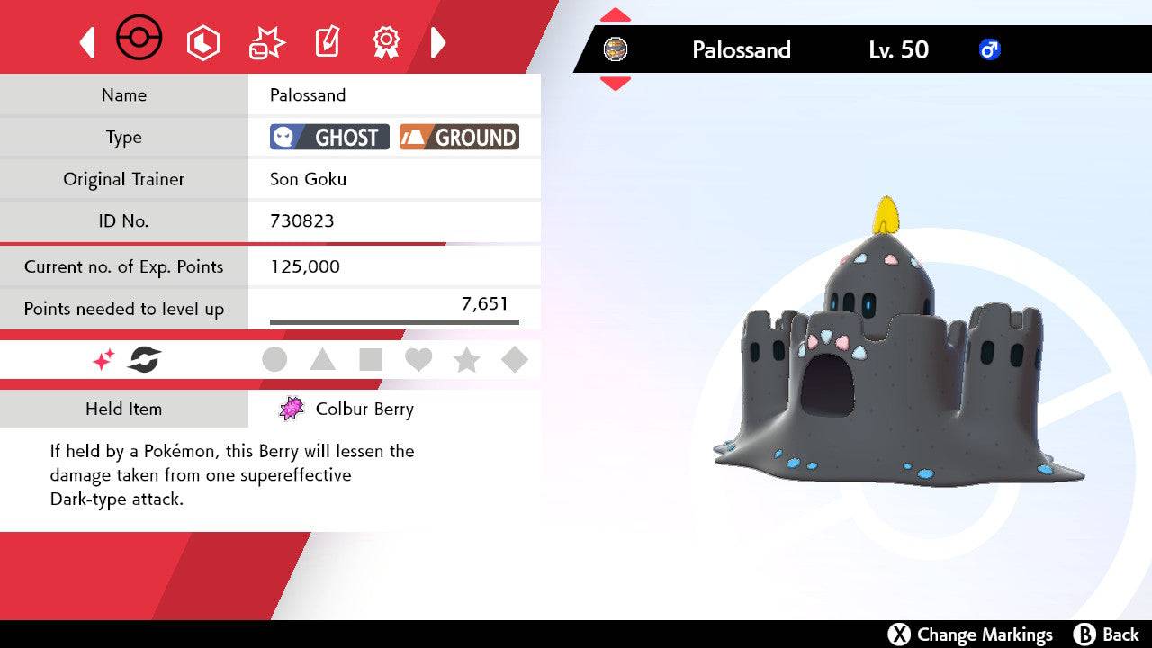 Pokemon Sword and Shield Shiny Palossand 6IV-EV Trained - Pokemon4Ever