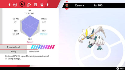 Pokemon Sword and Shield Ultra Shiny Zeraora 6IV-EV Trained - Pokemon4Ever