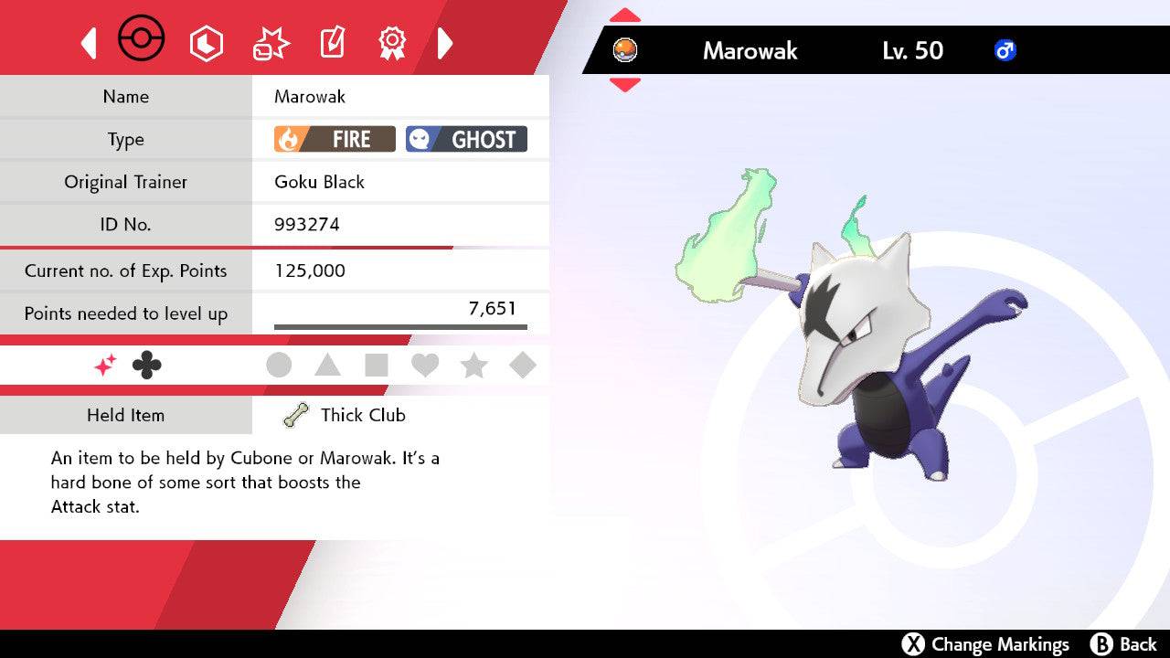 Pokemon Sword and Shield Shiny Alolan Marowak 6IV-EV Trained - Pokemon4Ever