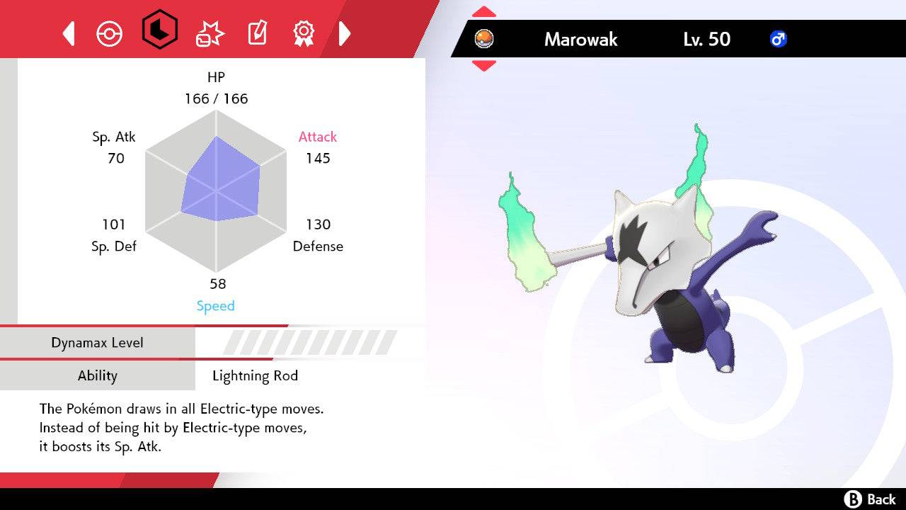 Pokemon Sword and Shield Shiny Alolan Marowak 6IV-EV Trained - Pokemon4Ever