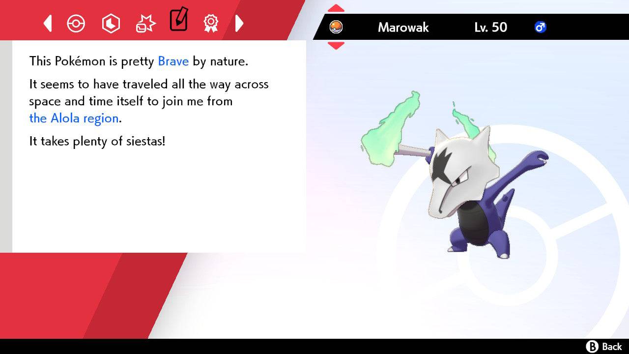 Pokemon Sword and Shield Shiny Alolan Marowak 6IV-EV Trained