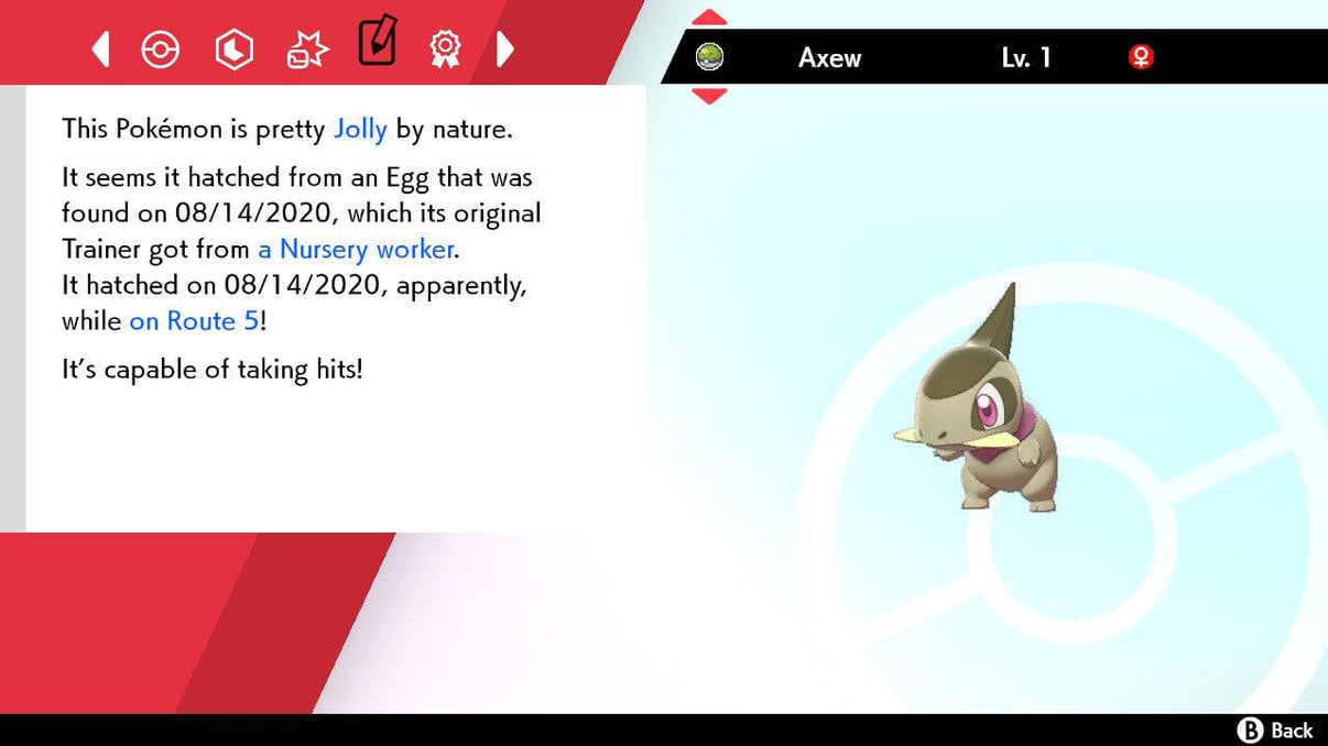 Pokemon Sword and Shield Shiny Level 1 Axew 6IVEV Trained Pokemon4Ever