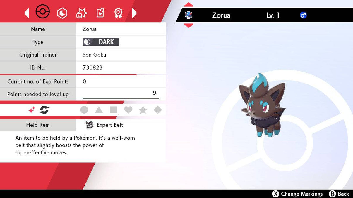 Pokemon Sword and Shield Shiny Level 1 Zorua 6IVEV Trained Pokemon4Ever