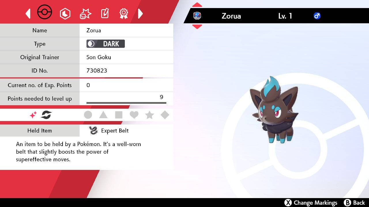 Pokemon Sword and Shield Shiny Zorua 6IV-EV Trained - Pokemon4Ever