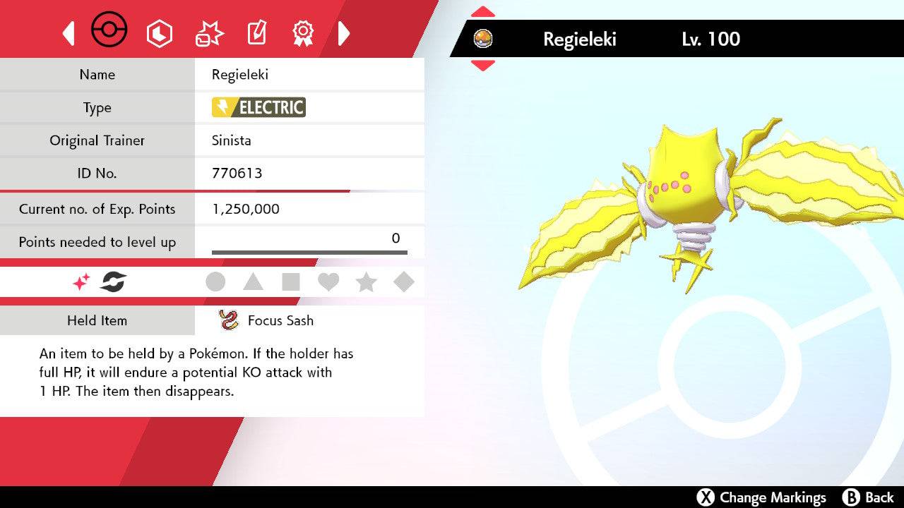 Pokemon Sword and Shield Ultra Shiny Regieleki 6IV-EV Trained - Pokemon4Ever