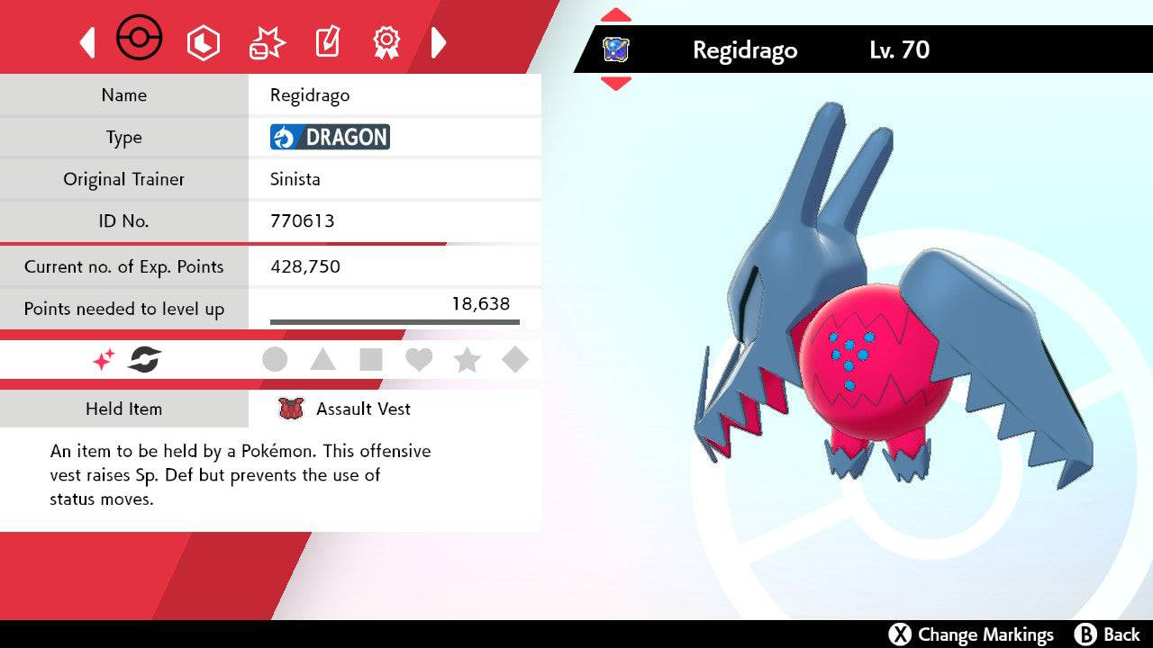 Pokemon Sword and Shield Ultra Shiny Regidrago 6IV-EV Trained - Pokemon4Ever