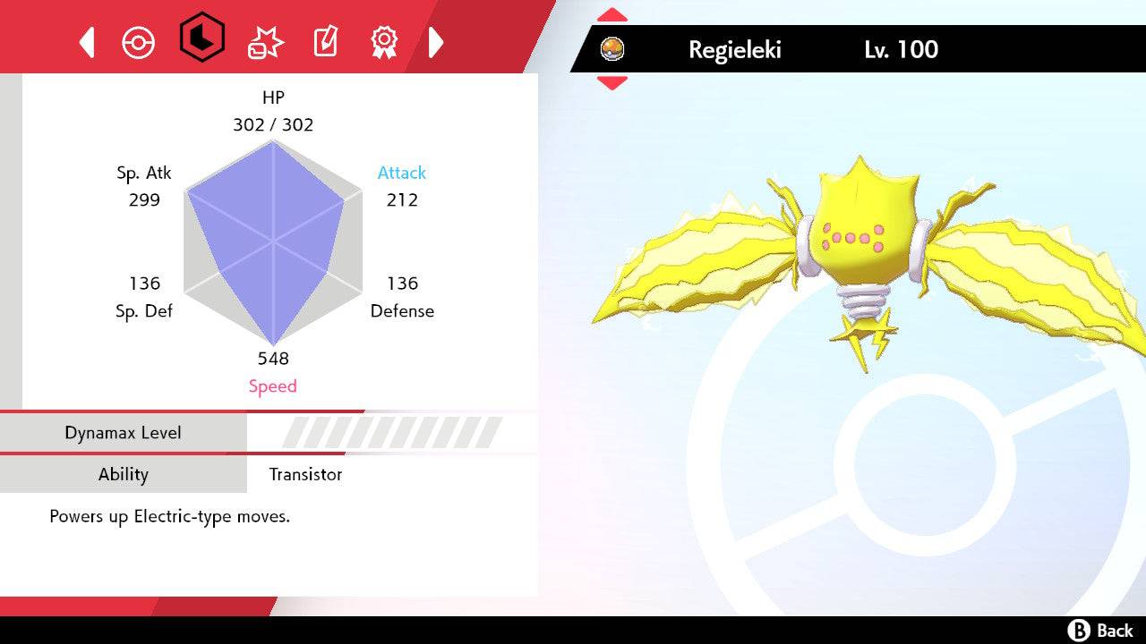 Pokemon Sword and Shield Ultra Shiny Regieleki 6IV-EV Trained
