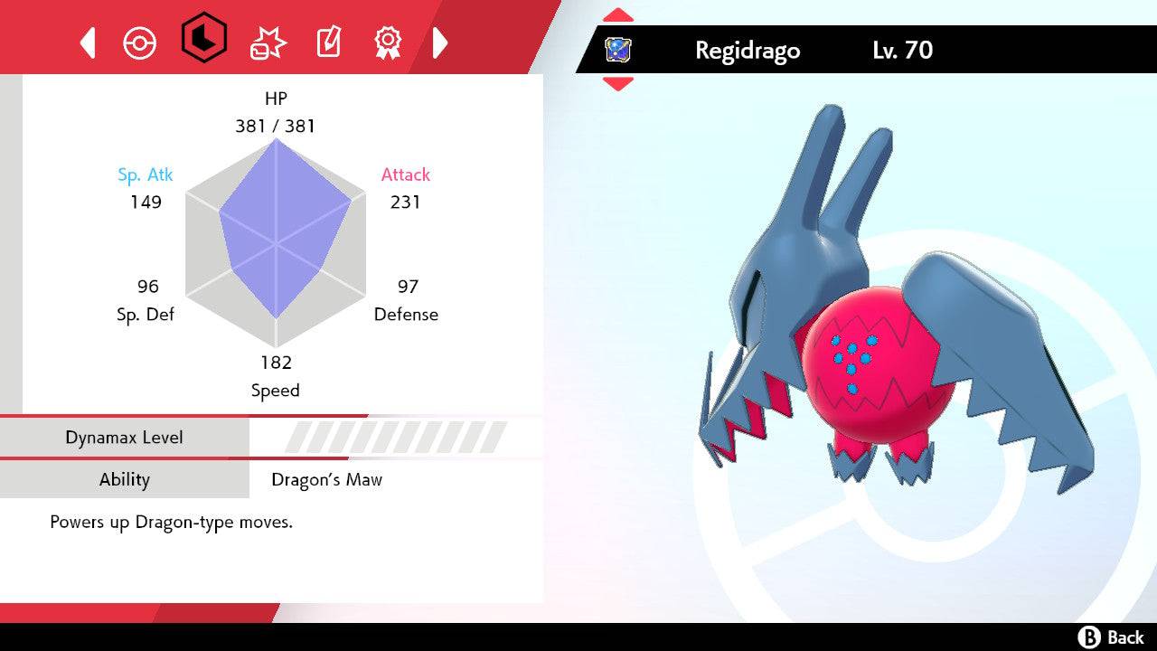 Pokemon Sword and Shield Ultra Shiny Regidrago 6IV-EV Trained - Pokemon4Ever
