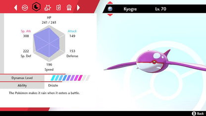 Pokemon Sword and Shield Shiny Kyogre 6IV-EV Trained - Pokemon4Ever