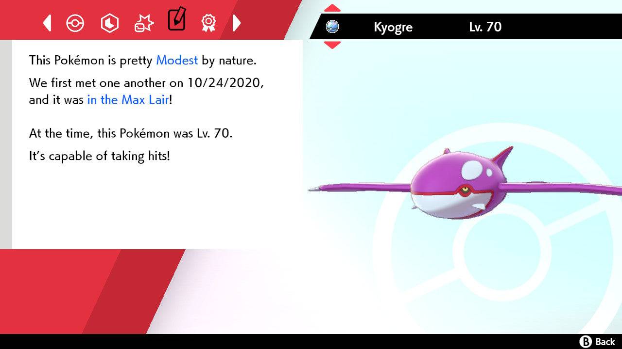 Pokemon Sword and Shield Shiny Kyogre 6IV-EV Trained - Pokemon4Ever