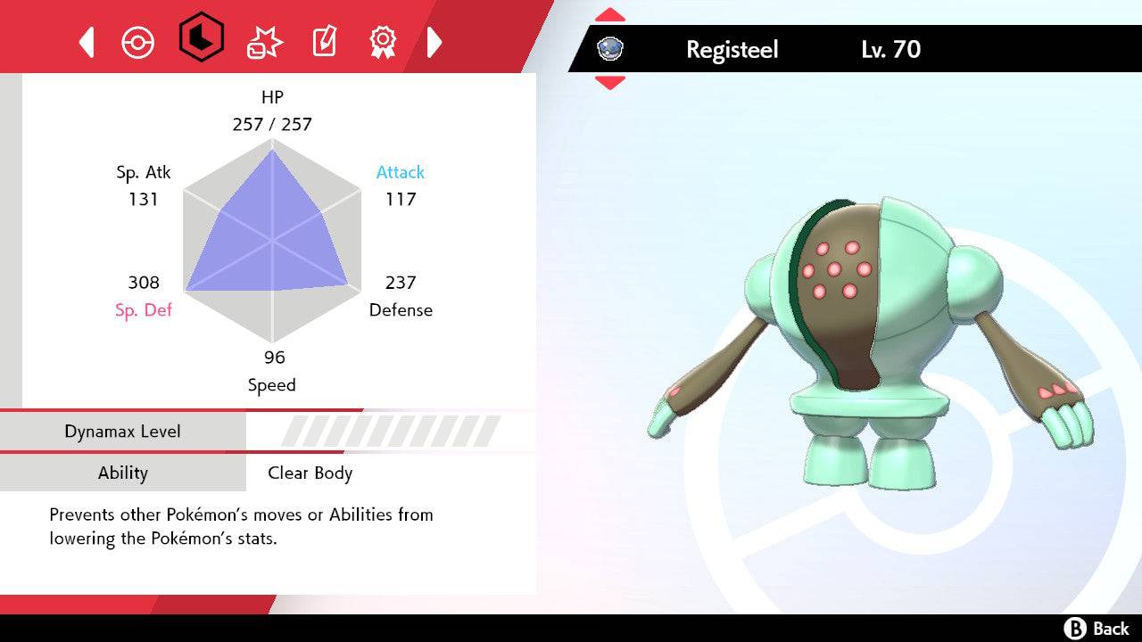 Pokemon Sword and Shield Shiny Registeel 6IV-EV Trained - Pokemon4Ever