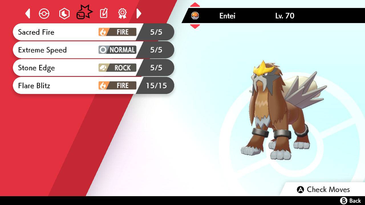 Pokemon Sword and Shield Shiny Entei 6IV-EV Trained - Pokemon4Ever