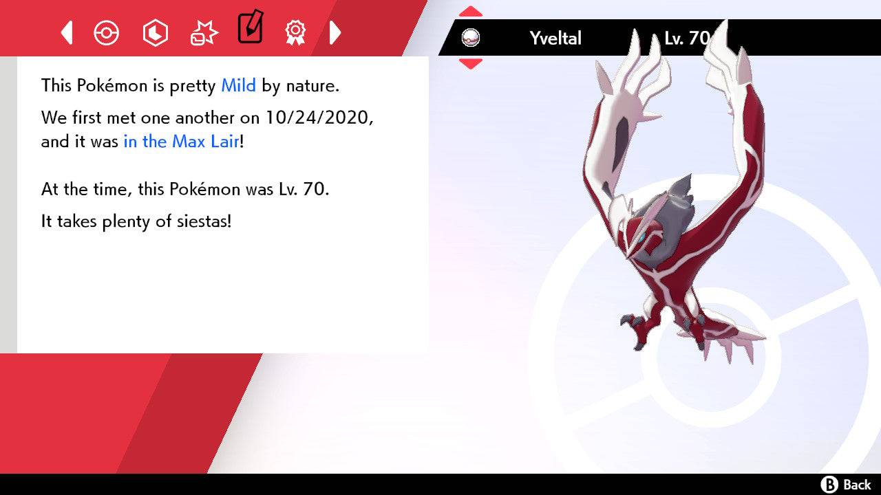 Pokemon Sword and Shield Shiny Yveltal 6IV-EV Trained - Pokemon4Ever