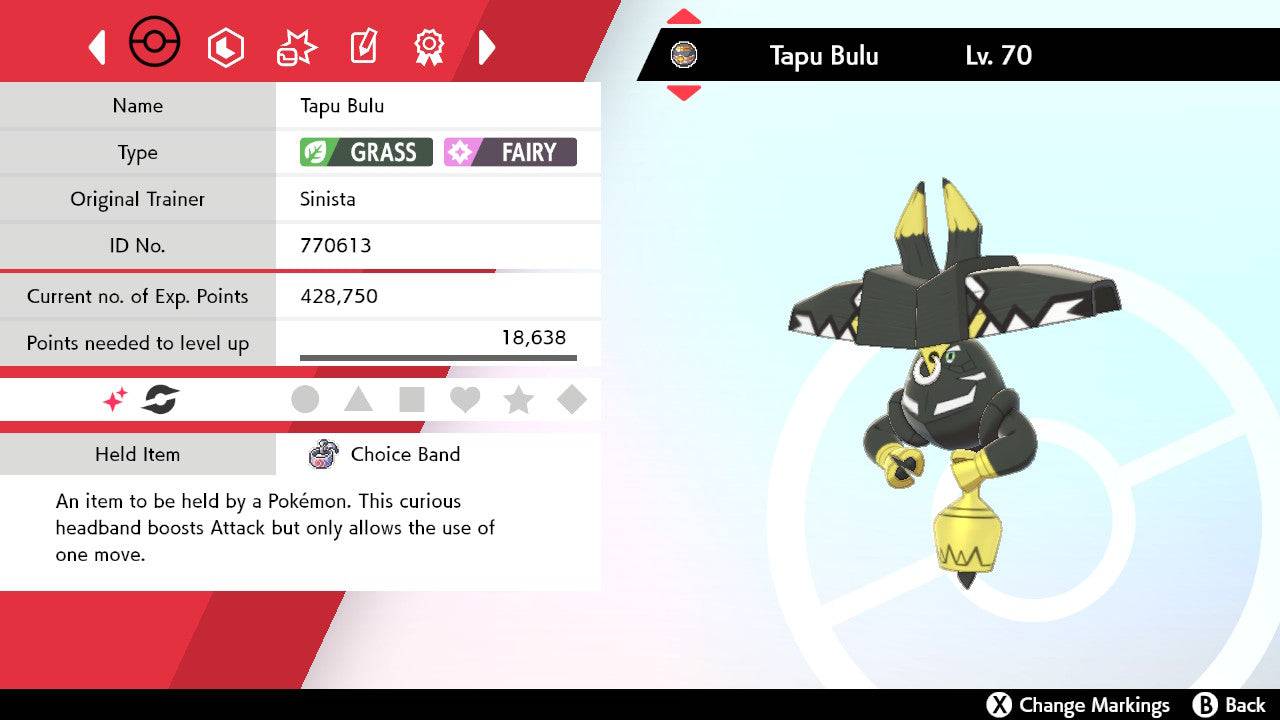 Pokemon Sword and Shield Shiny Tapu Bulu 6IV-EV Trained - Pokemon4Ever