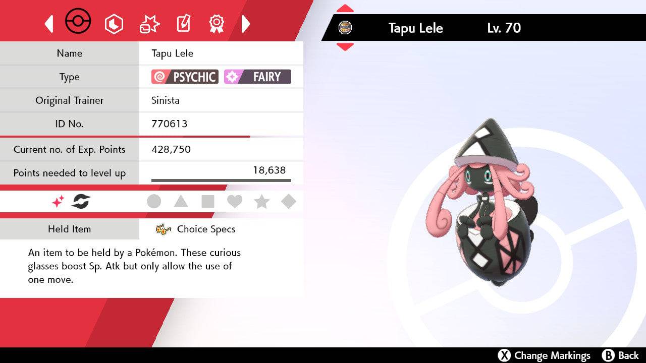 Pokemon Sword and Shield Shiny Tapu Lele 6IV-EV Trained - Pokemon4Ever