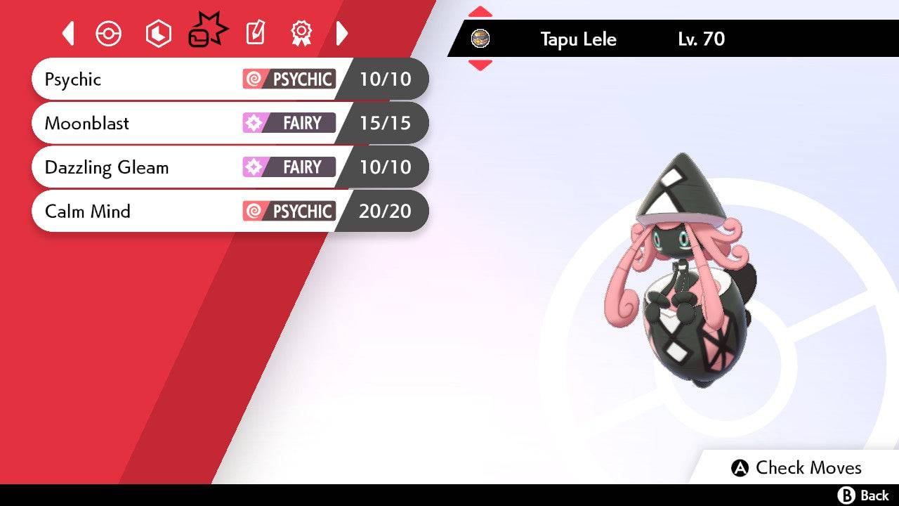 Pokemon Sword and Shield Shiny Tapu Lele 6IV-EV Trained - Pokemon4Ever